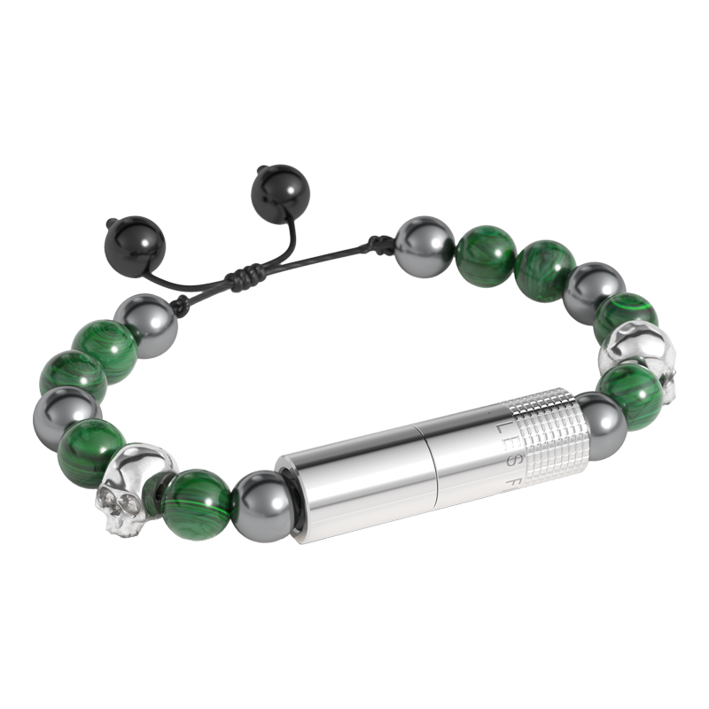 punch-bracelet-steel-verde-cobre-skull-piece
