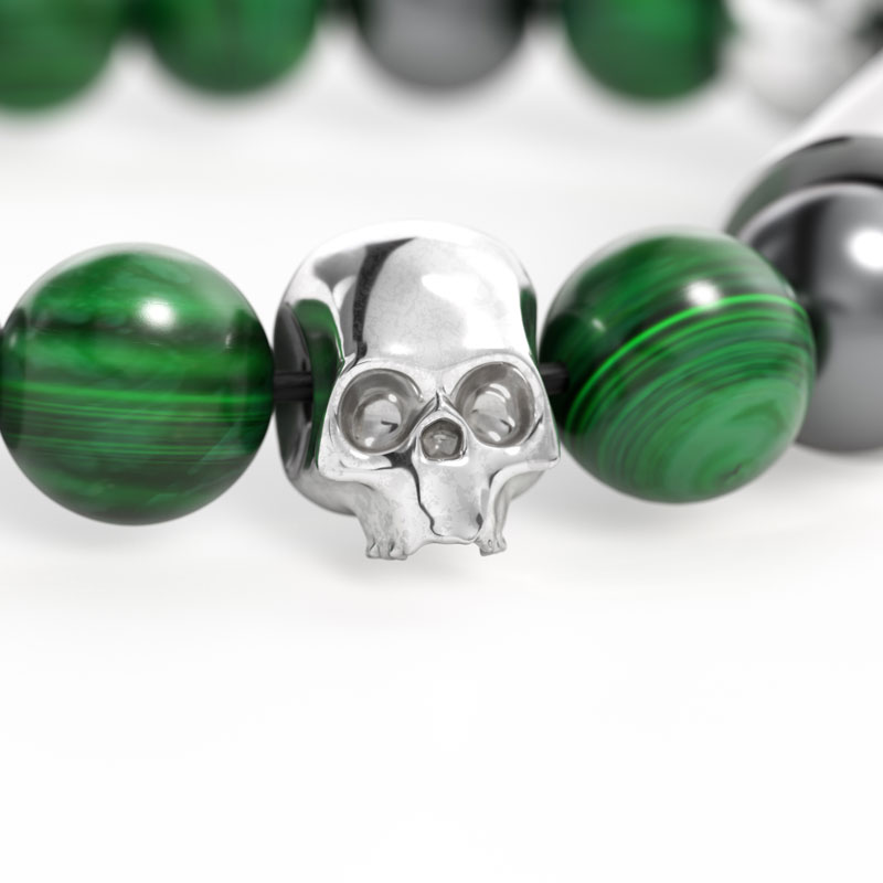 punch-bracelet-steel-verde-cobre-skull-piece