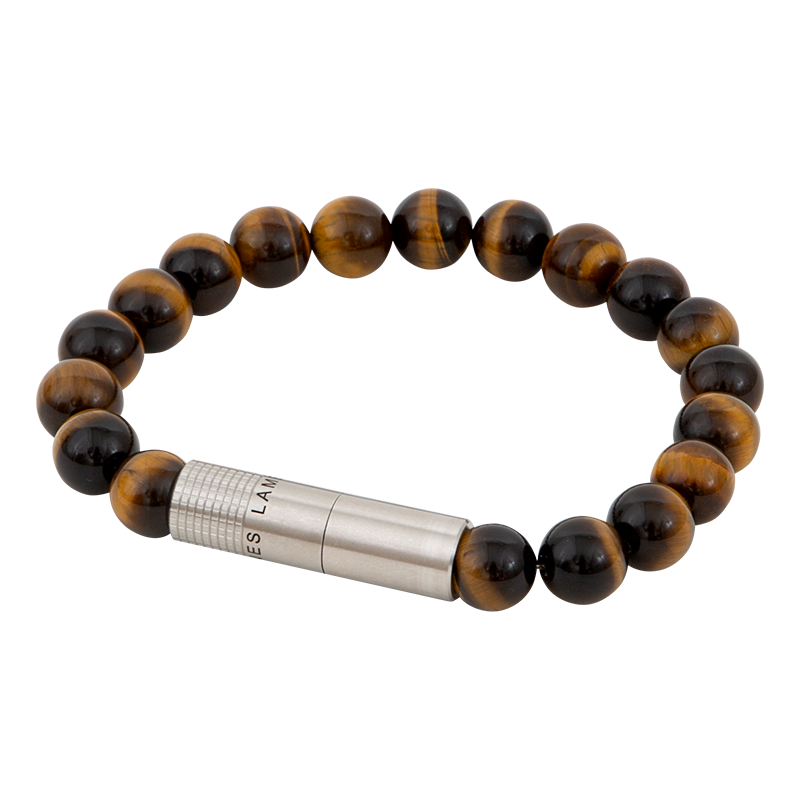 LES FINES LAMES PUNCH BRACELET SOLO - STEEL - TIGER EYE - L Piece