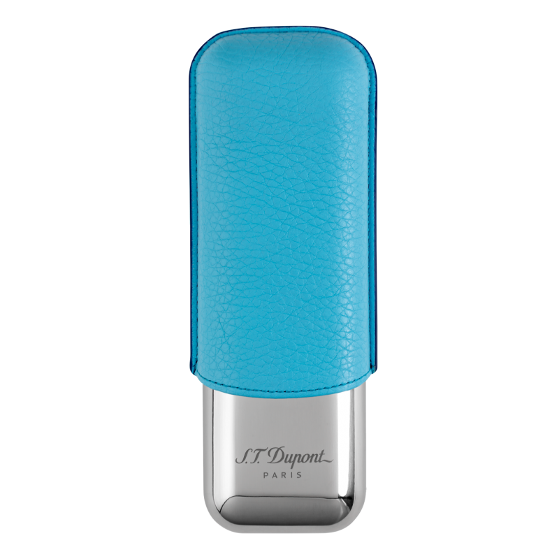 ST DUPONT METAL BASE CIGAR CASE - TURQUOISE GR - 2 CIGARE Piece