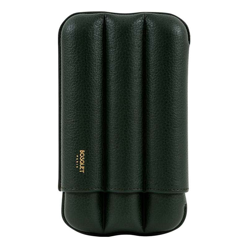 BOSQUET CIGAR CASE CYLINDRICAL - LEATHER - 3 CIGARS - GREEN Piece