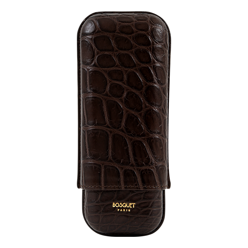 BOSQUET CIGAR CASE TL - CROCO - 2 CIGARS - BROWN Piece