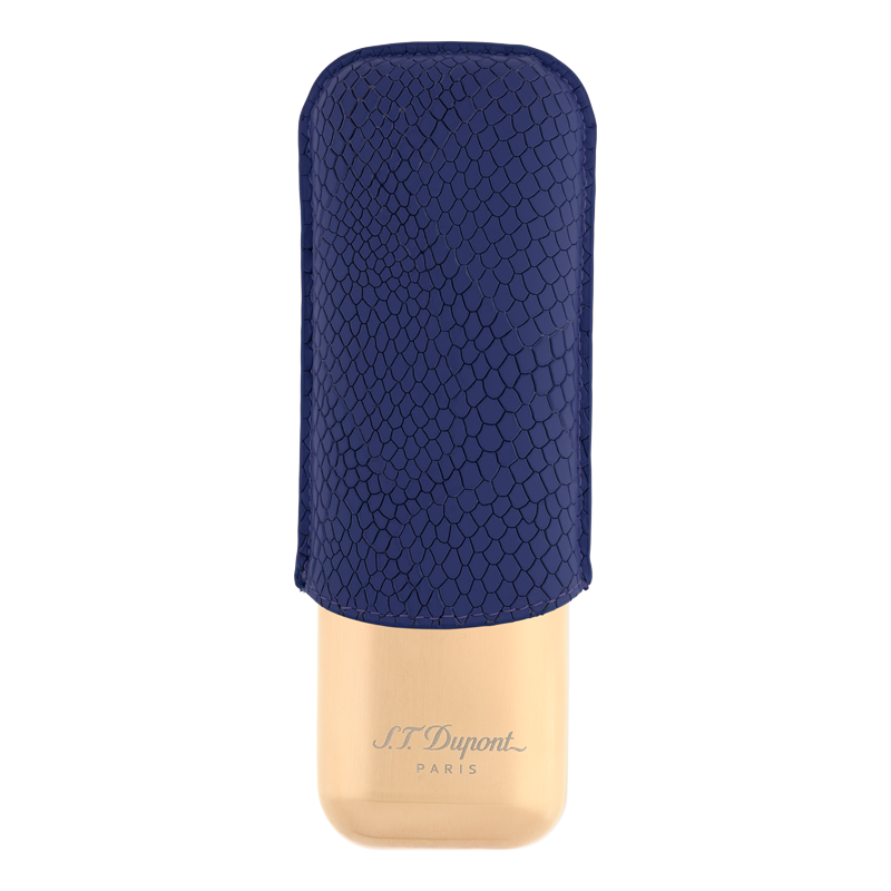ST DUPONT METAL BASE CIGAR CASE - DRAGON SCALE BLUE&GOLD - 2 CIGARE Piece
