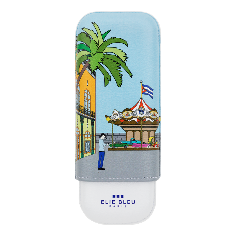 ELIE BLEU CIGAR CASE - CASA CUBANA CAROUSEL - 2 Piece