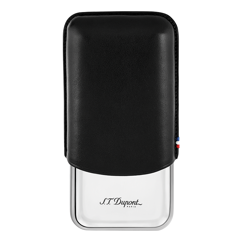 ST DUPONT METAL BASE CIGAR CASE - BLACK - 3 CIGARE Piece