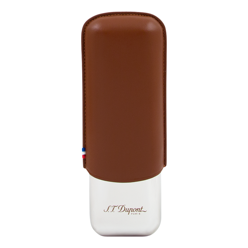 ST DUPONT METAL BASE CIGAR CASE - BROWN- 2 CIGARE Piece