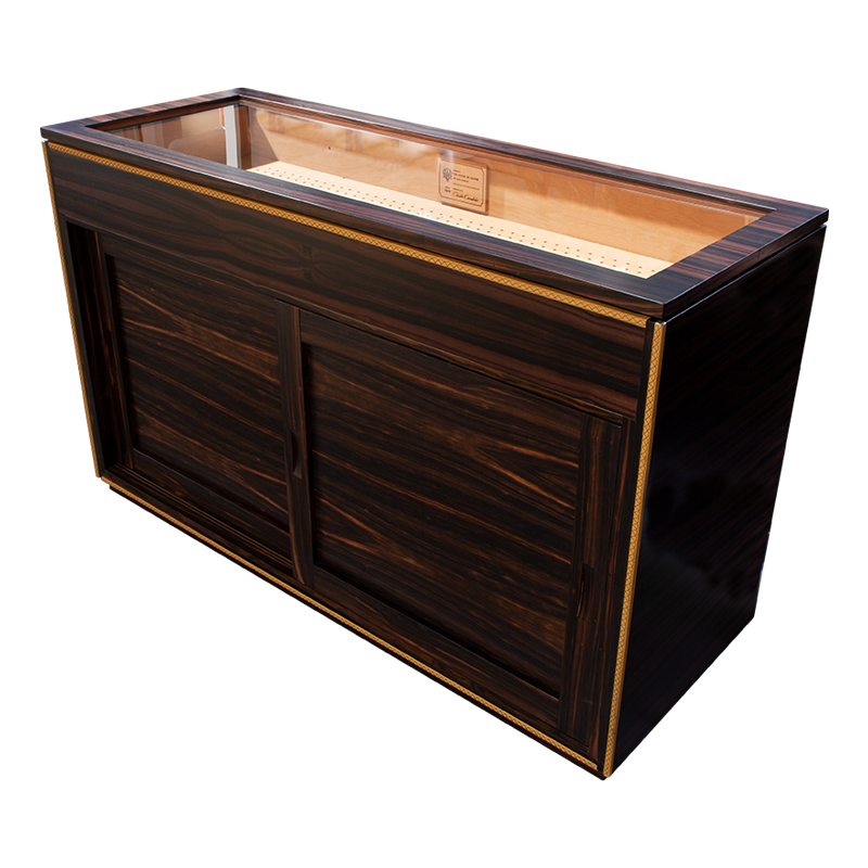 GRAUER DISPLAY HUMIDOR - EBONY AND LEATHER Piece