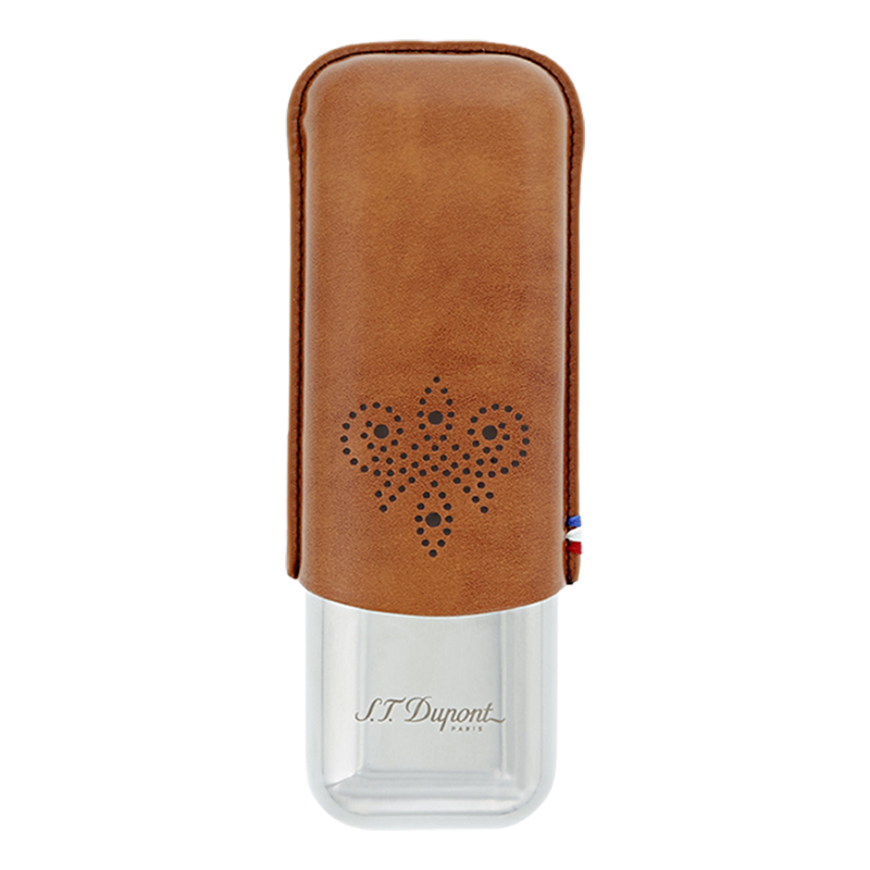 ST DUPONT METAL BASE CIGAR CASE - DERBY BROWN - 2 CIGARE Piece