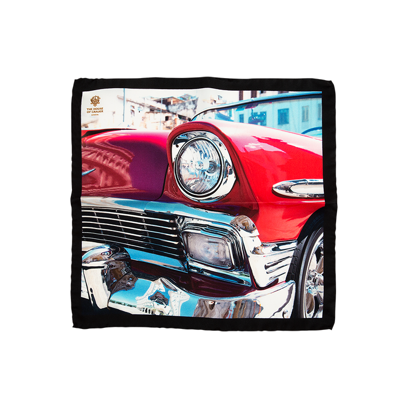 GRAUER PURE SILK POCKET SQUARE CUBAN CAR Piece