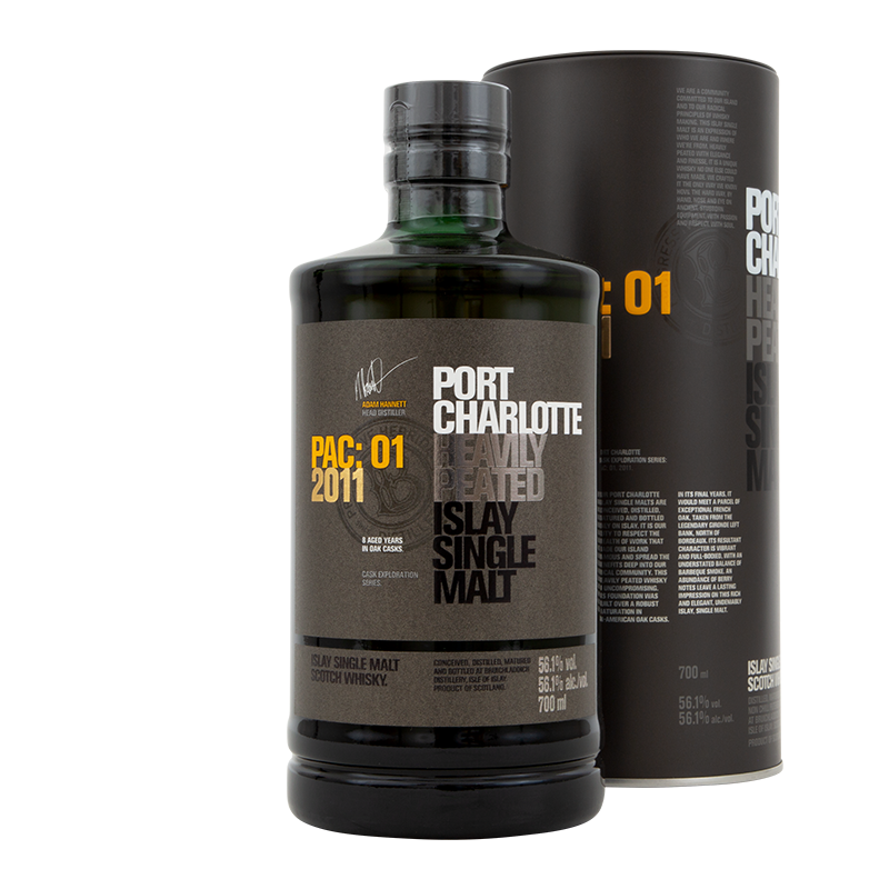 BRUICHLADDICH WHISKY - PORT CHARLOTTE - PAC 01 - 2011 - HEAVILY PEATED Btl 70