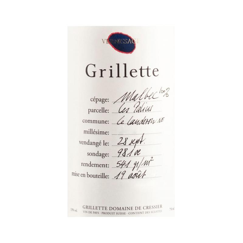 GRILLETTE MALBEC VERNISSAGE - LES PALINS - 2012 Btl 75