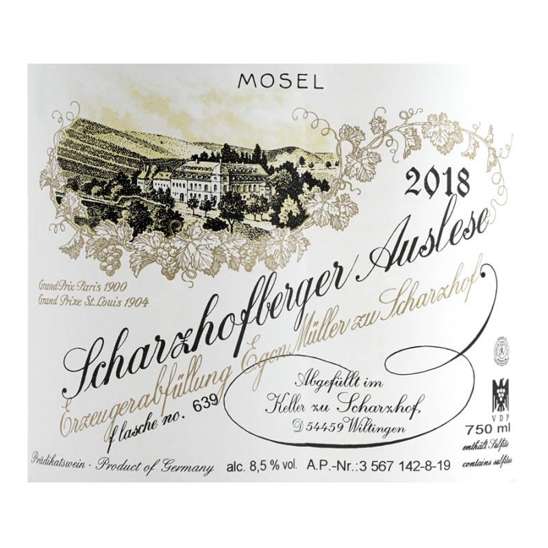 EGON MULLER RIESLING - SCHARZHOF SCHARZHOFBERGER AUSLESE - PR&Auml;DITKATWEIN - 2018 Btl 75