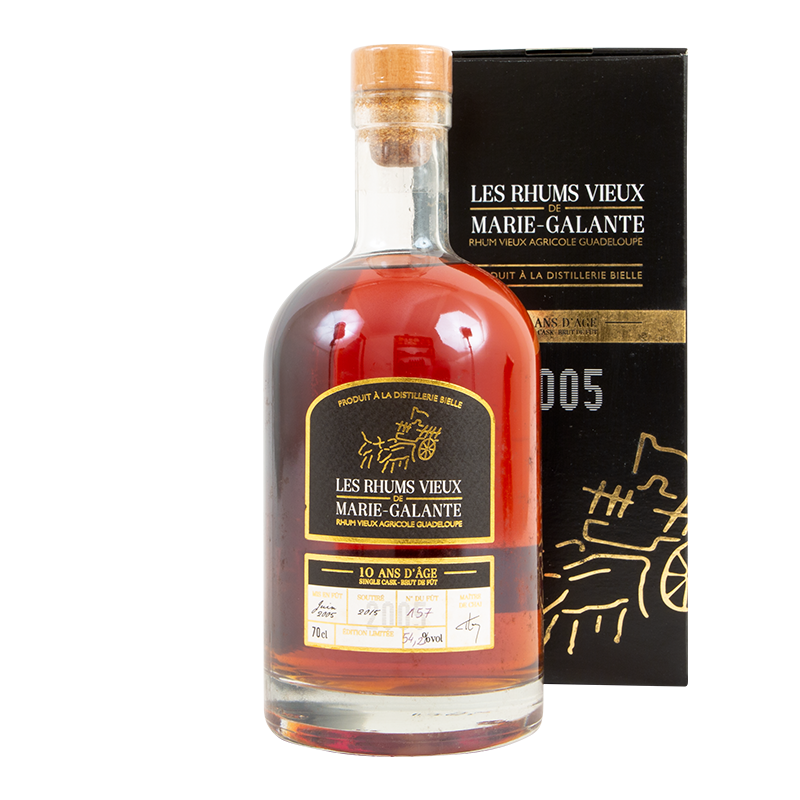 BIELLE RHUM - VIEUX - BRUT DE F&Ucirc;T - MARIE-GALANTE - 2005 Btl 70